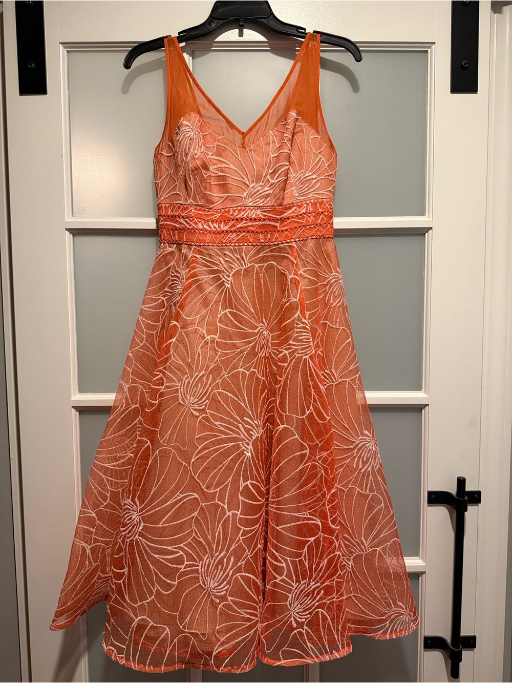 Anthropologie Moulinette Soeurs Calendula Dress Size 2 Coral Floral Fit & Flare